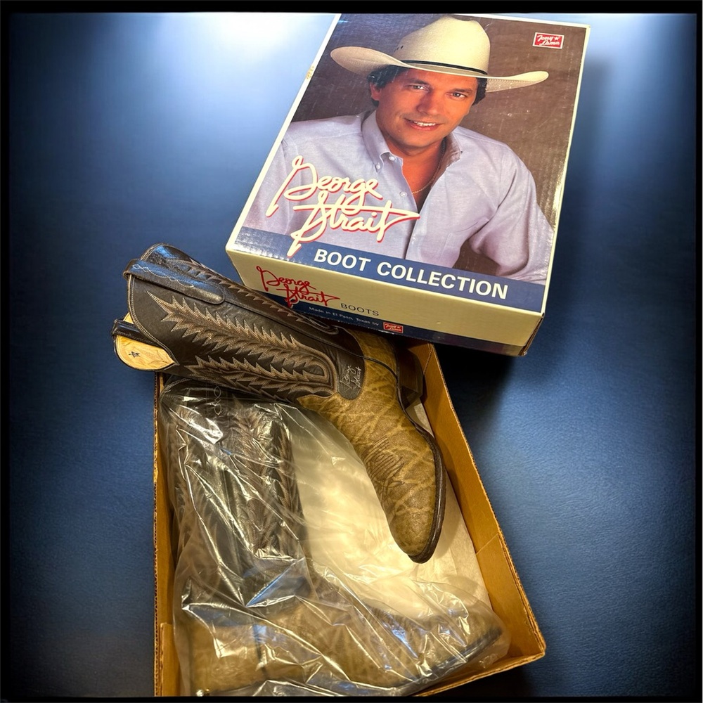 George Straight signed Authentic Elephant Boots by Tony Lama